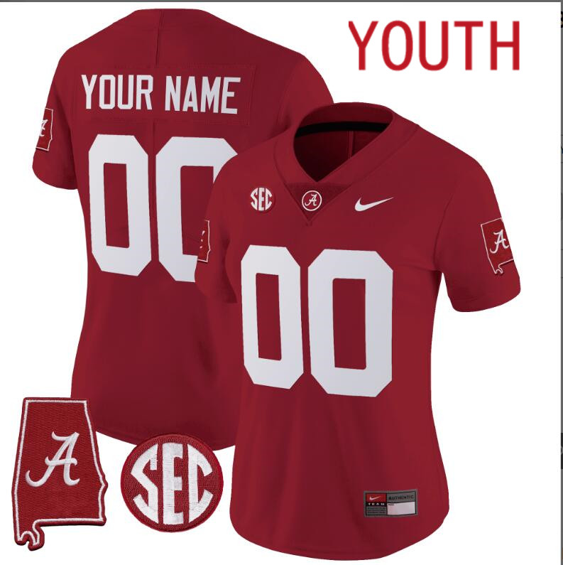 Youth Alabama Crimson Tide Vapor Limited red Custom 2024 Nike NCAA Jersey 4